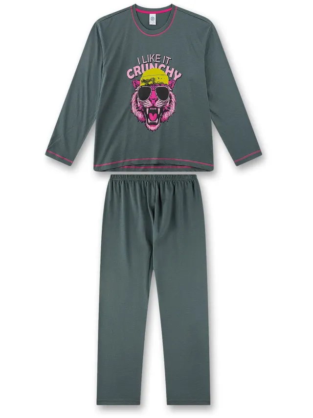 Sanetta Pyjama Pyjama Teenager lang I like it crunchy 152 Set van 1 Groen