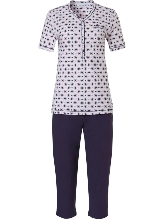 Pastunette dames shortama 3/4 broek Jill - 50 - Blauw