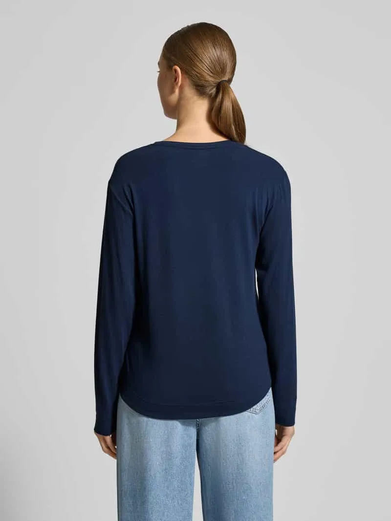 SKINY Shirt met lange mouwen en geribde ronde hals donkerblauw, foto 4