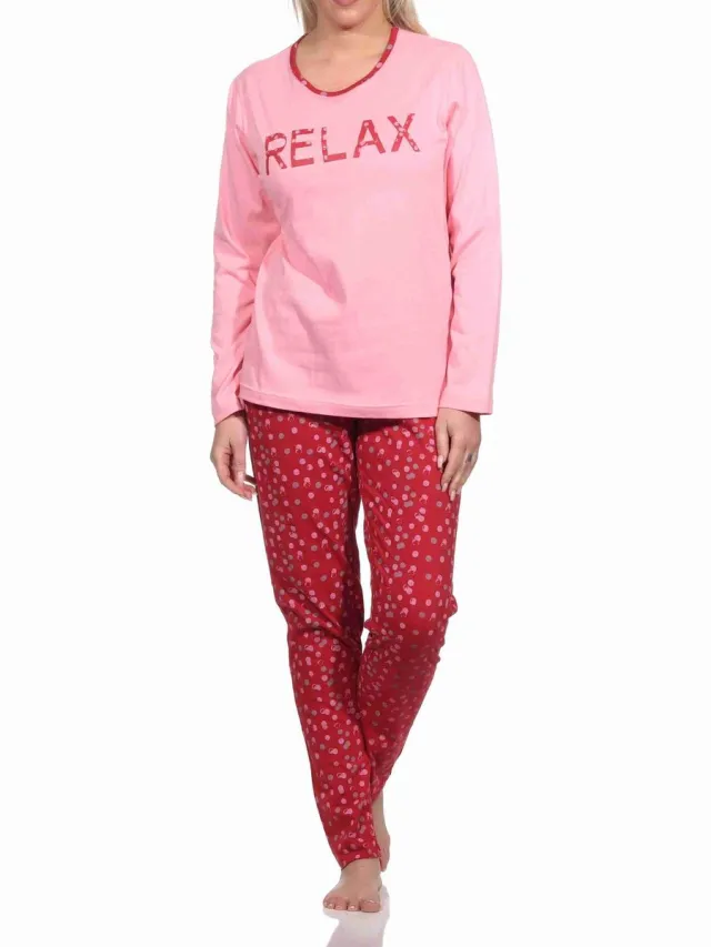 Normann Dames pyjama lang in Spotted Optics rose