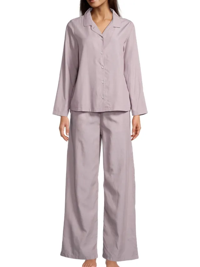 Seidensticker Dames pyjama Classic Fil a Fil mauve shadow