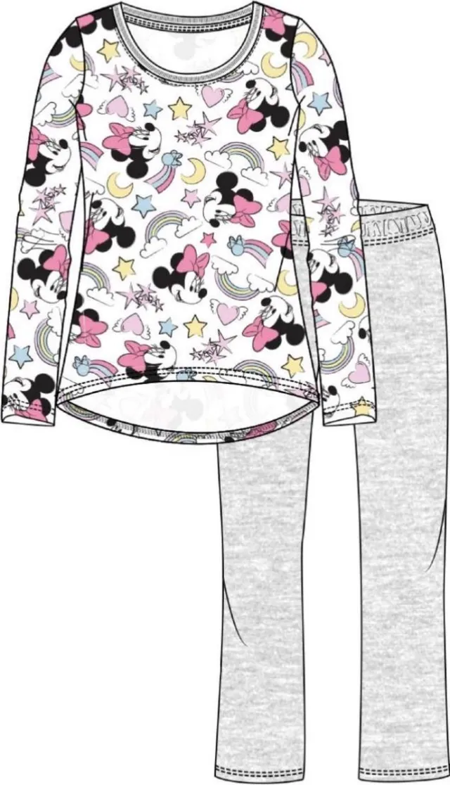 Minnie Mouse pyjama - wit - grijs - maat 116 / 6 jaar