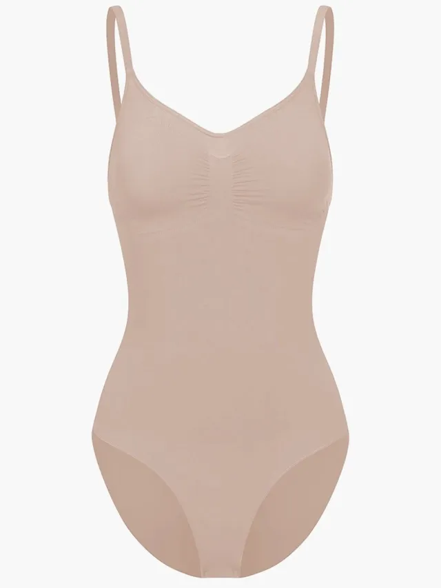 cfab Bodysuit met corrigerende shapewear en slipje - Beige - S - Corrigerende Body - Naadlos - corrigerend ondergoed dames