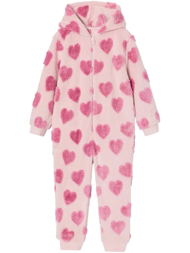 vertbaudet Meisjespyjama onesie snoepjesroze