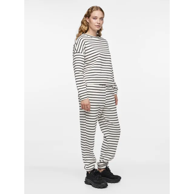 Pieces Dames huispak loungewear gestreept wit/zwart