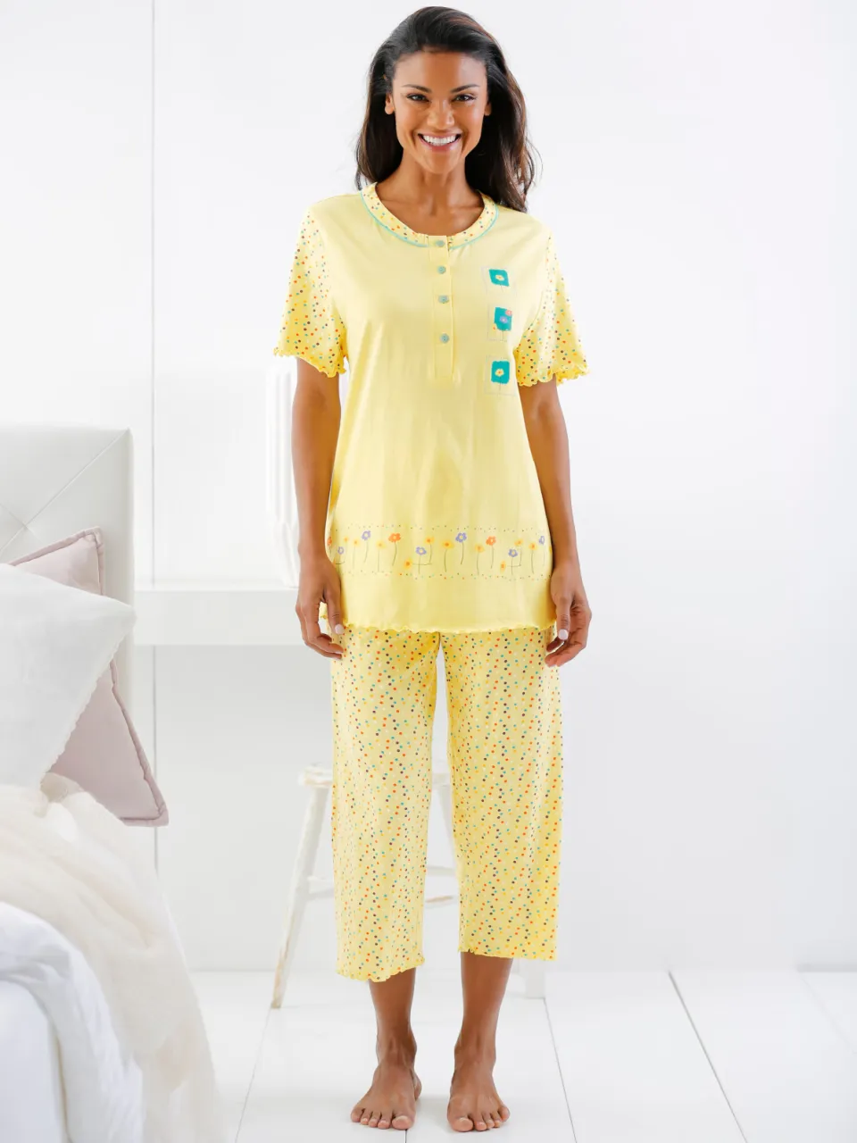 Pyjama's apricot + geel, foto 2