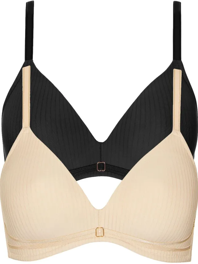 Lisca 2-pack cup BH zonder beugel Laura zwarte vanillecrème