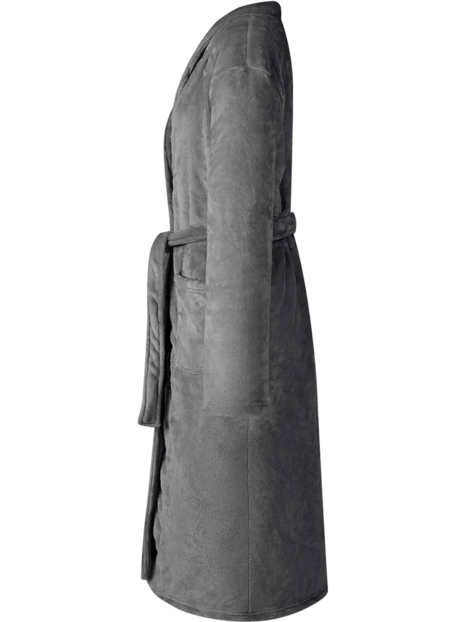 vidaXL Badjas zonder Kap Donkergrijs xxxl Flanel grijs, foto 3