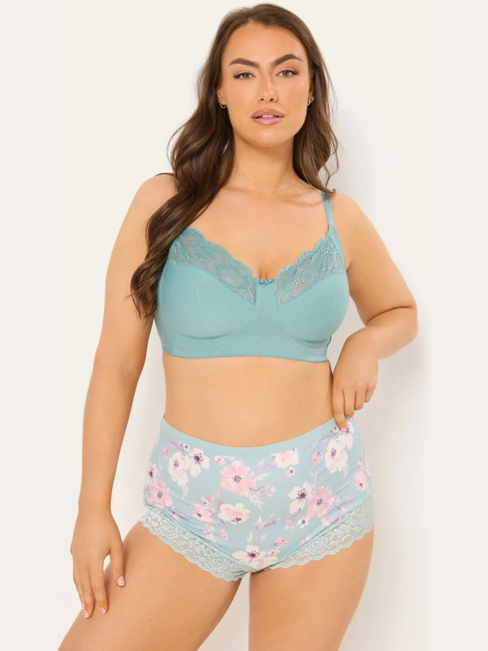 Yours 2 Pack Blauwe Ongevulde Beugelloze Katoenen Bralette Met Kantsize Blue
