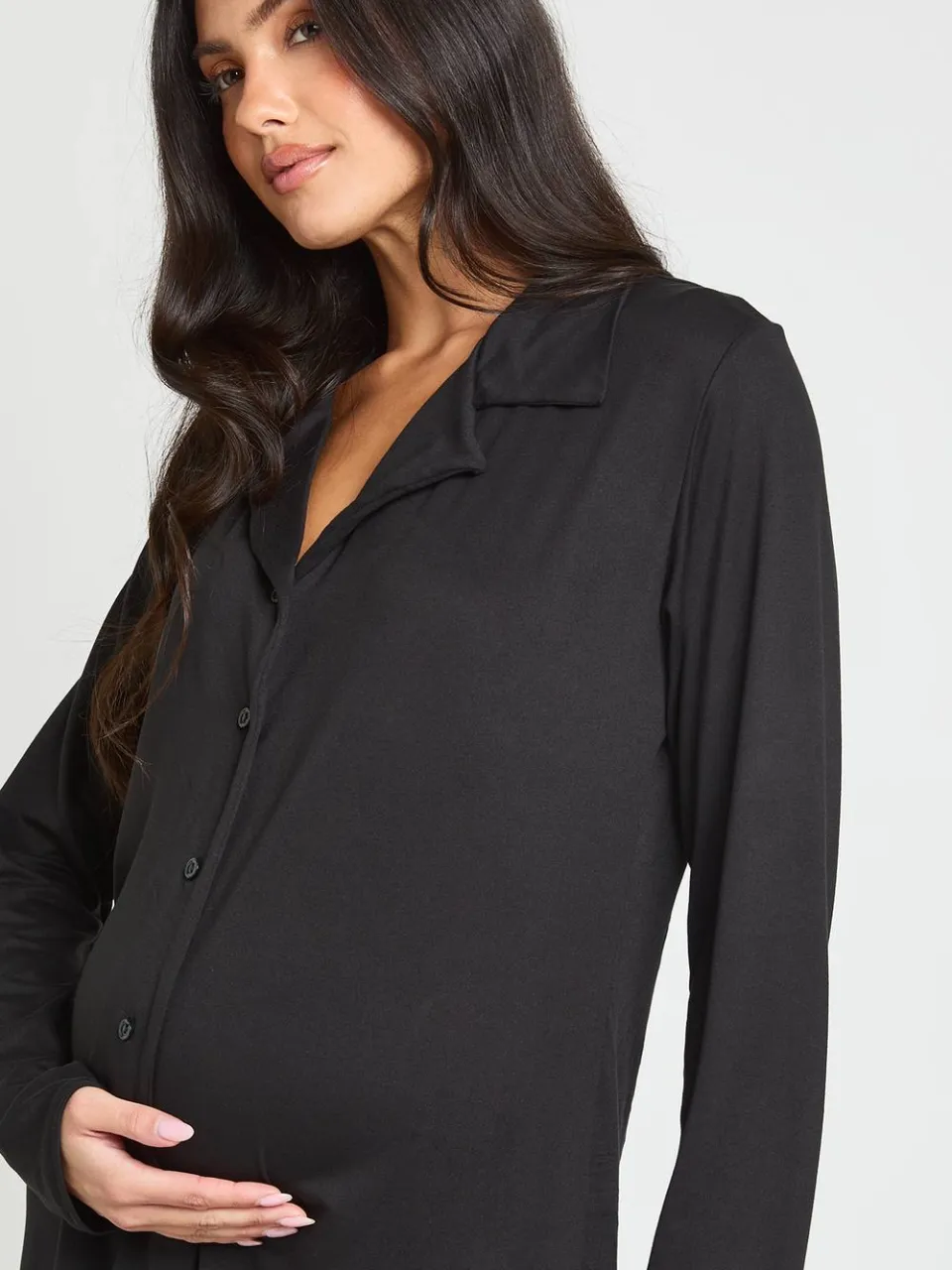 boohoo Dames Zwangerschaps Nachthemd Met Lange Mouwen zwart, foto 4
