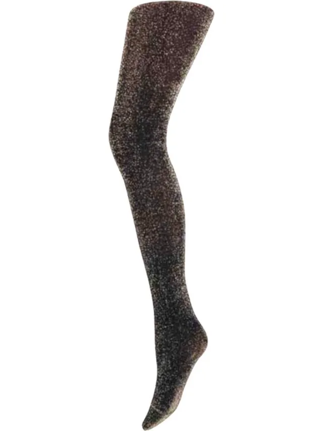 Caresse Glitter panty zwart met lurex glitters kleur: goud maat: XXL met tussenstuk zwart met goud