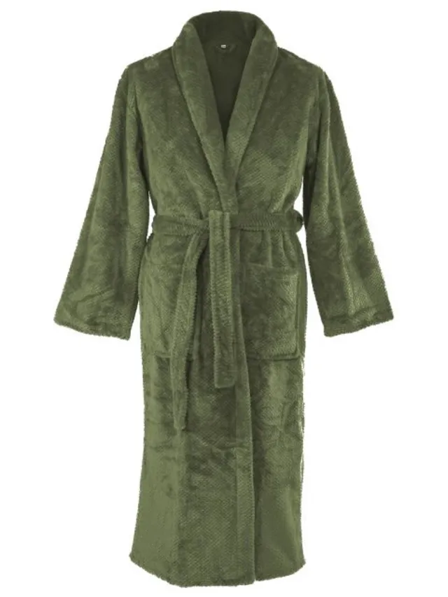 Tiseco Kamerjas PIPPA - Zachte Jacquard Flanel, pluizig, warm, groen