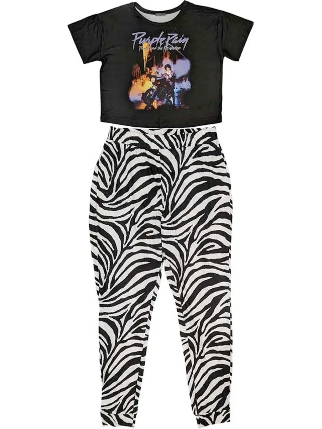 Prince Purple Rain Pyjama - M - Zwart/Wit