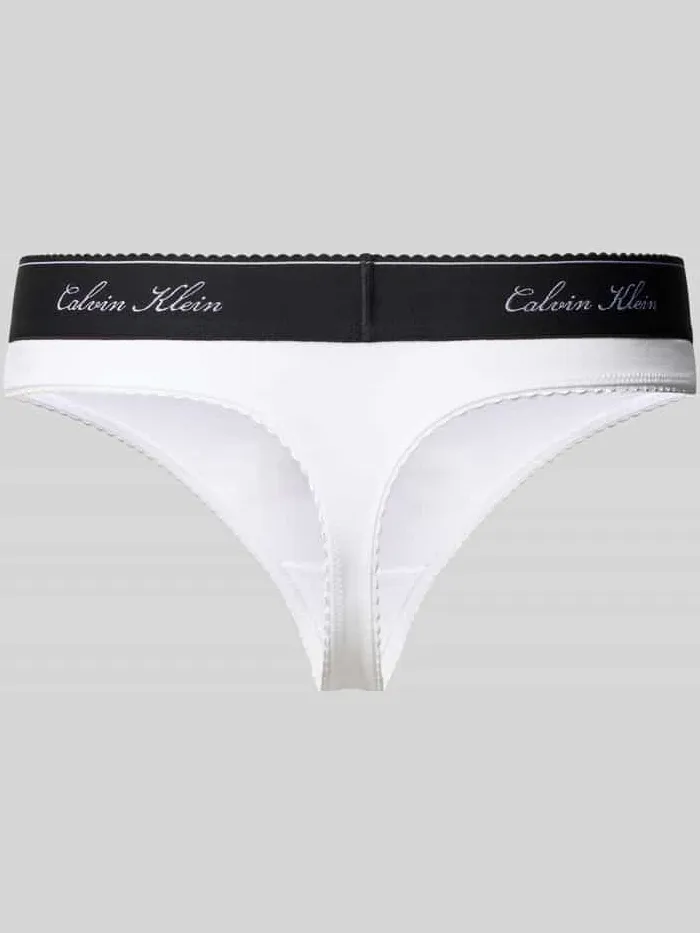 Calvin Klein String van katoenmix met modaalgehalte model 'SCRIPT Thong' Wit
