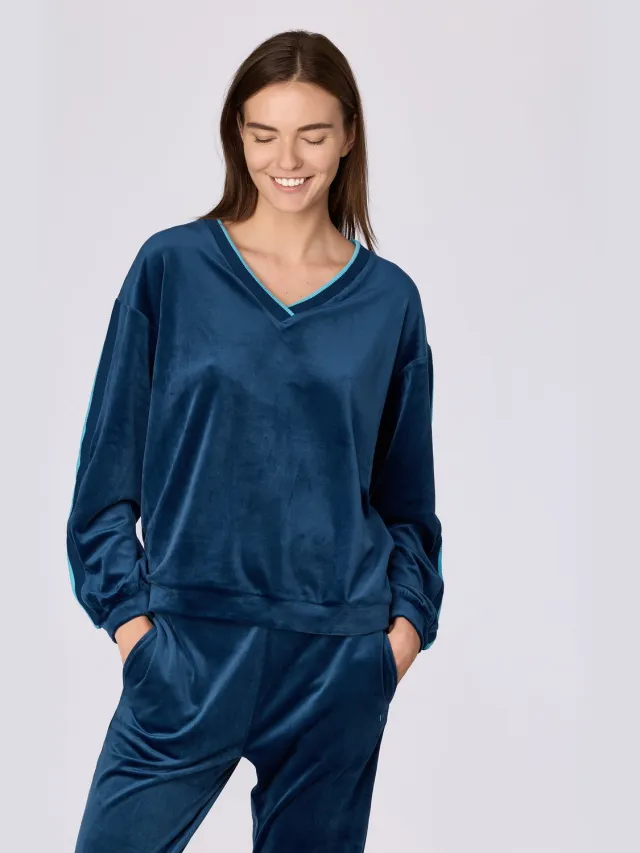 Woody pyjama dames - donkerblauw - 262-15-TPA-V/881
