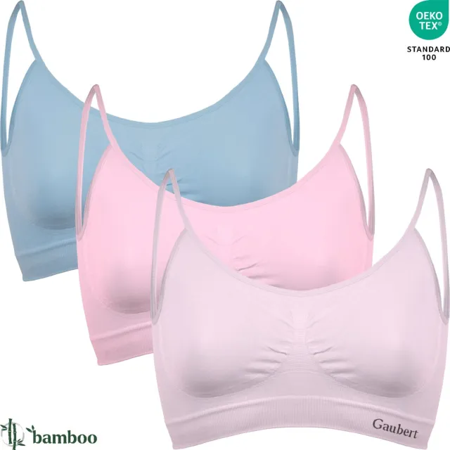 GAUBERT 3-Pack Naadloze Bamboe Comfort BH Top - Zonder Beugel - Verstelbare Spaghettibandjes - Bamboe Ondergoed - Multikleur - GBTW-3105-Mix-2 Spaghettibandjes, Multikleur