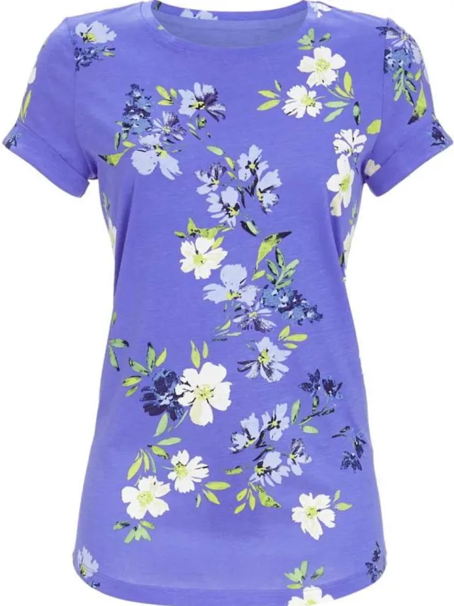 Ringella Blauw gebloemd pyjamashirt Ringella - Blauw - Maat - 50