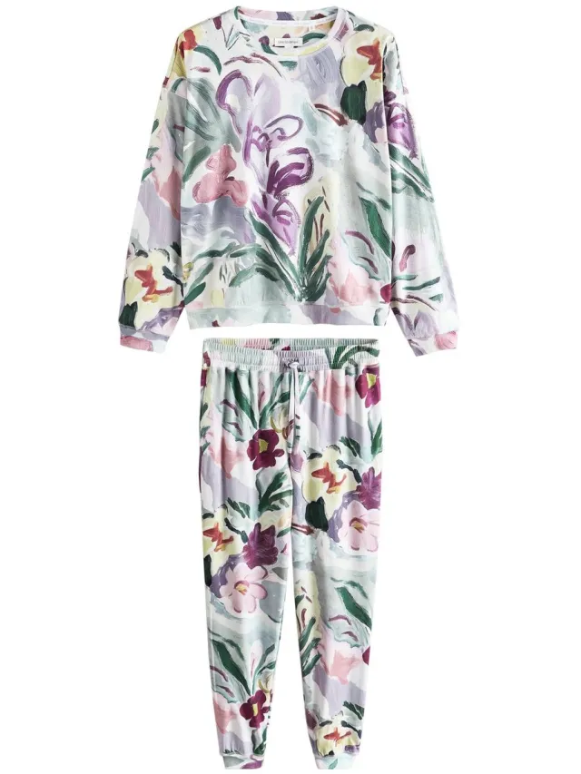 Next Dames - Behaaglijke pyjama met lange mouwen - Tall - Groen Sage Green Floral
