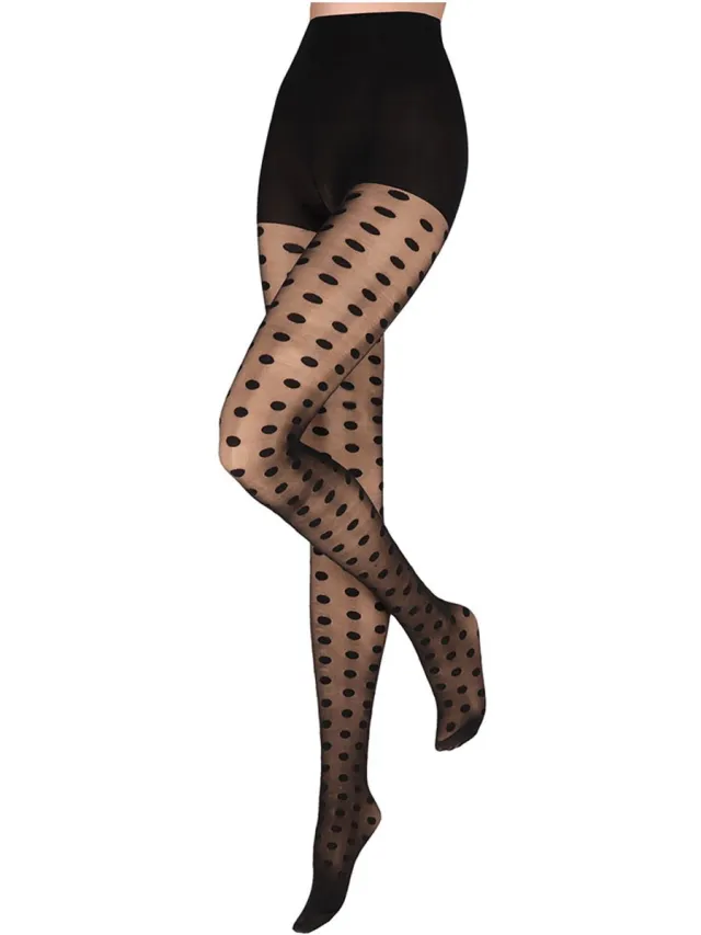 Sarlini Panty met stippen 40den zwart