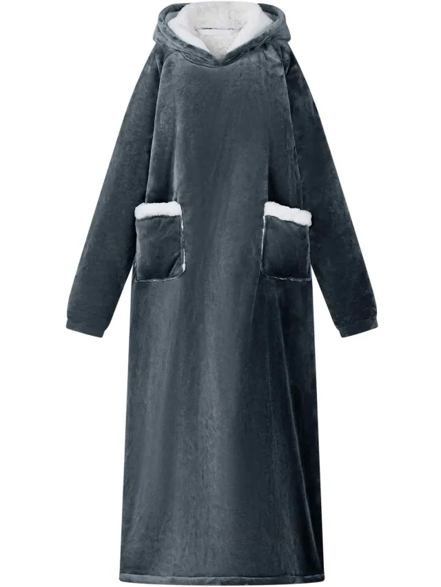 vidaXL Deken hoodie Marineblauw L Fleece en Flanel