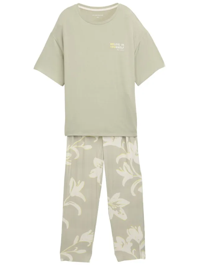 Tom Tailor Pyjamaset met all-over print - grün-hell-Allover