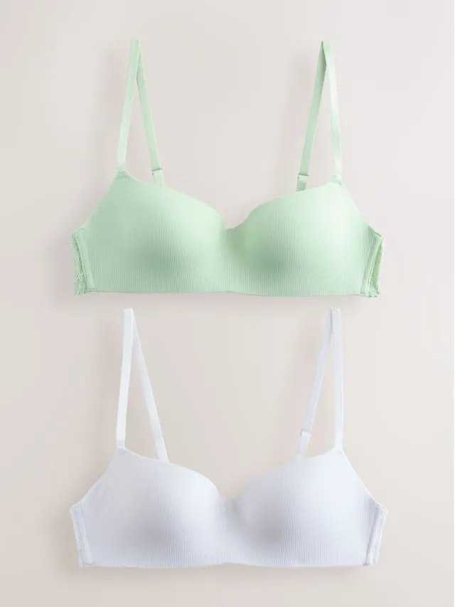 Next Dames - Set van 2 Ultimate Comfort beha's met lichte vulling zonder beugel - Groen Green/White