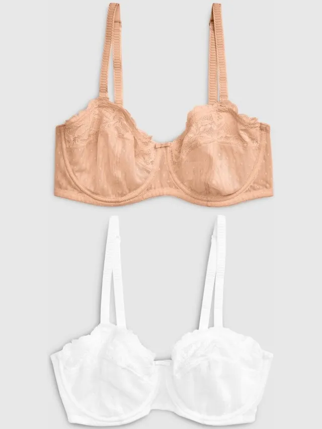 Next Dames - 2 Strapless DD+ beha's zonder vulling - Huidkleur White/Praline Nude