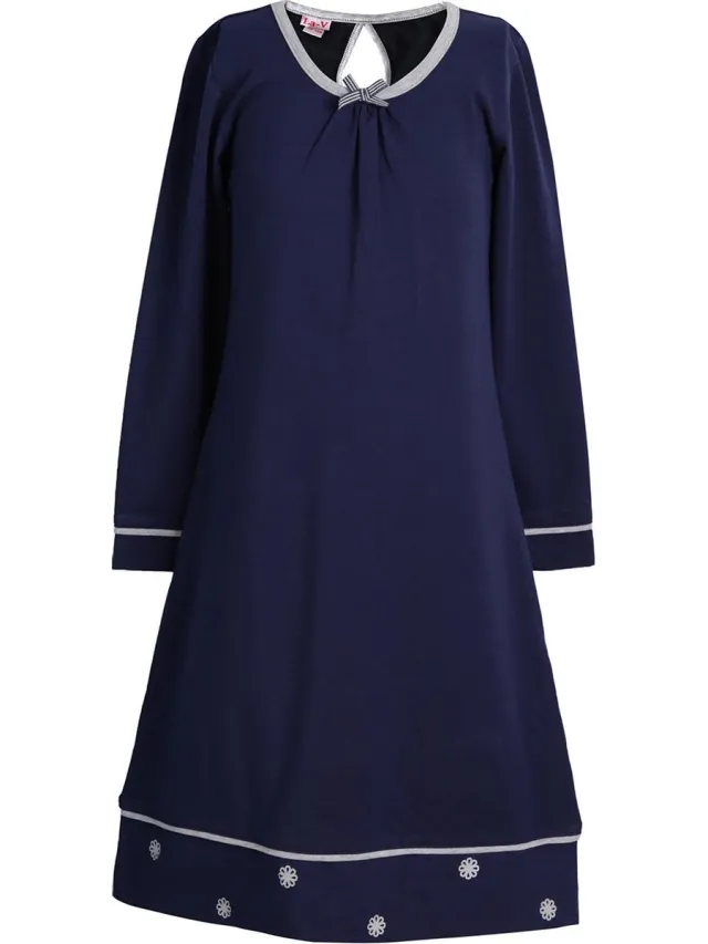 La V Meisjesnachthemd Donkerblauw 140-146
