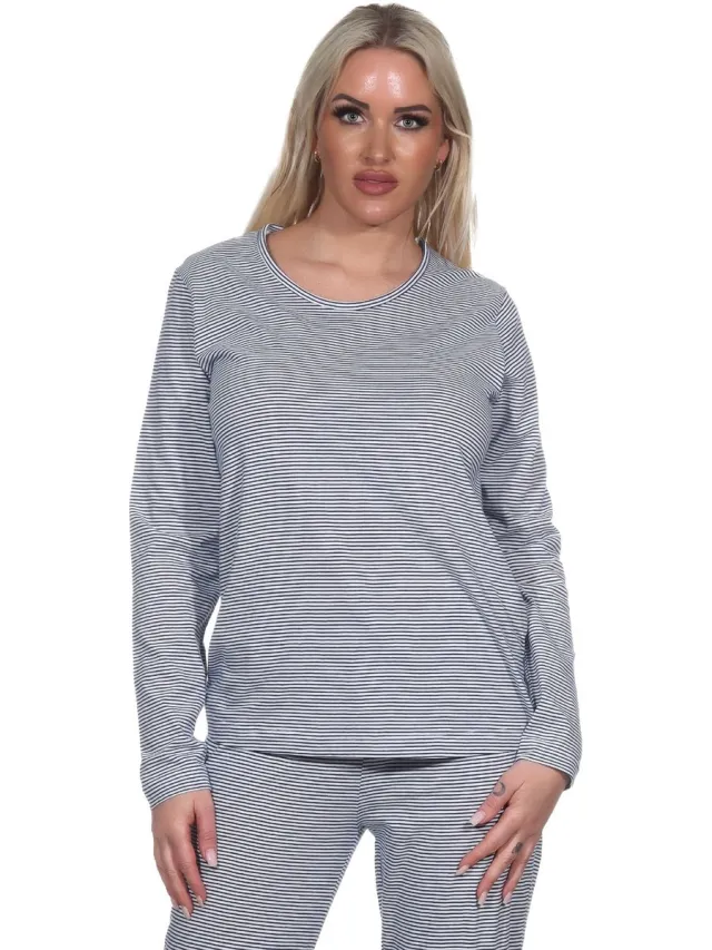 Normann Pyjama voor dames Pyjamabroek lang Mix & Match in gestreepte look - perfect te combineren marine