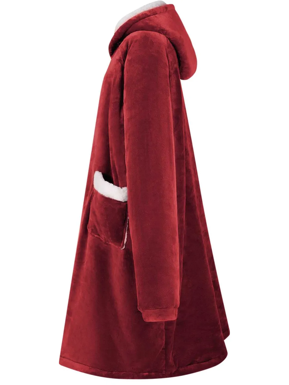 vidaXL Deken hoodie Bordeaux Rood L Fleece en Flanel, foto 3