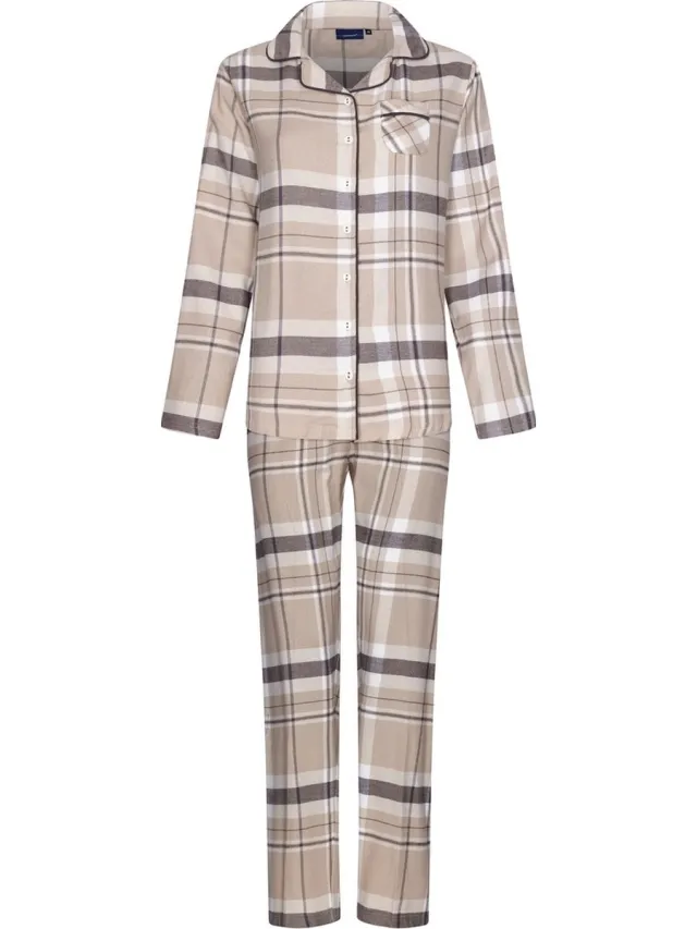 Pastunette dames pyjama met knoopsluiting - 36 - Bruin