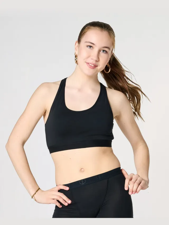 moodies period undies Moodies menstruatie ondergoed - Bamboe Comfy Top - maat 140/146 (XXS) Zwart