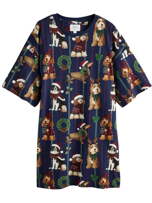 Next Dames - Matching Family kerstnachthemd - Blauw