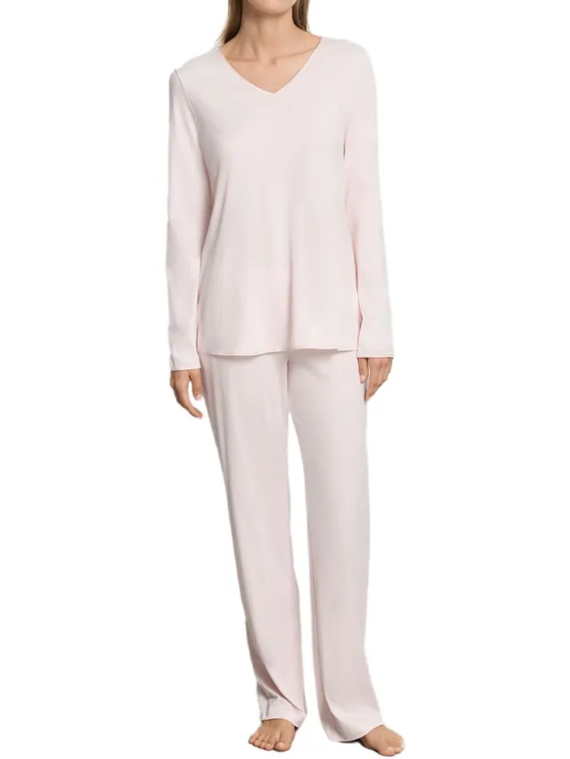 Hanro Dames pyjama Cotton Silk honeydew