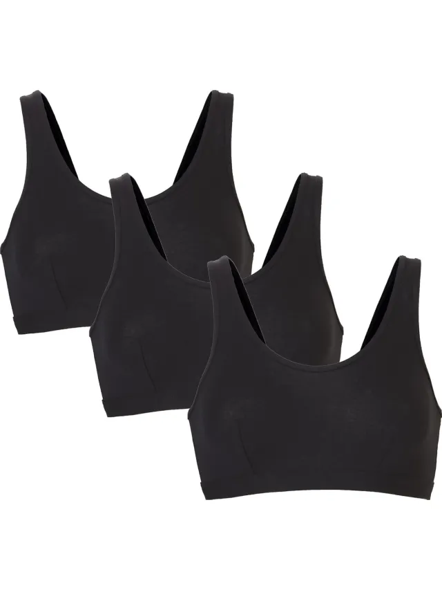 Cotonella Dames Bralette Bi-elastisch Katoen 3-Pack Zwart
