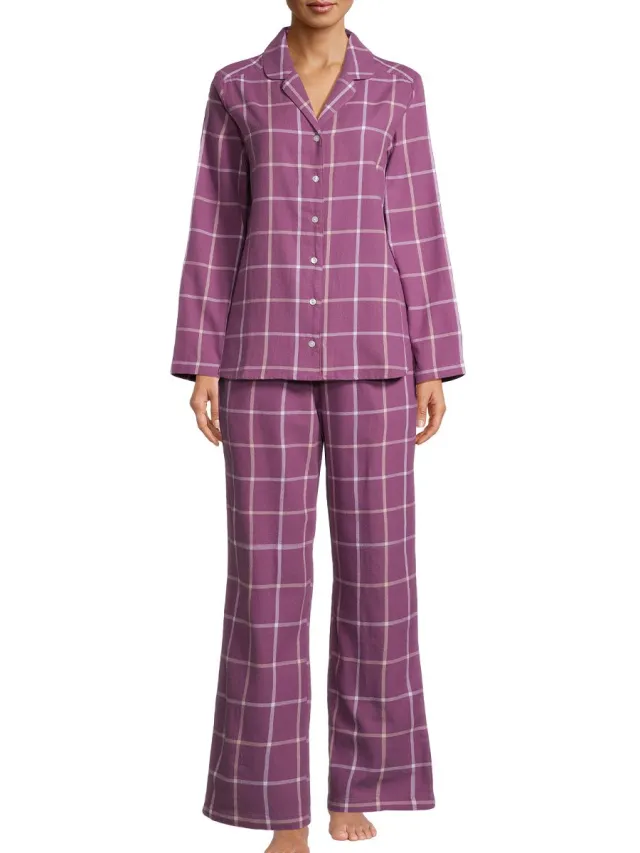 Seidensticker Dames pyjama Classic Flanell mauve shadow