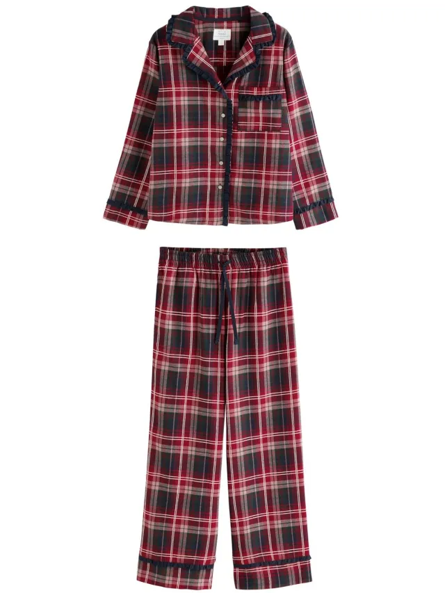 Next Dames - Matching Family kerstpyjama van flanel - Rood Red/Navy Check