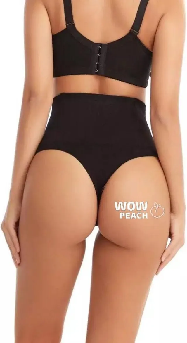 Wow Peach String Shaper Zwart | Thong Shaper | Corrigerend string | Onzichtbare string | String met hoge taille | Shape wear | High waist string | Dames | Correctie ondergoed | Naadloos string | seamless thong | Afslank