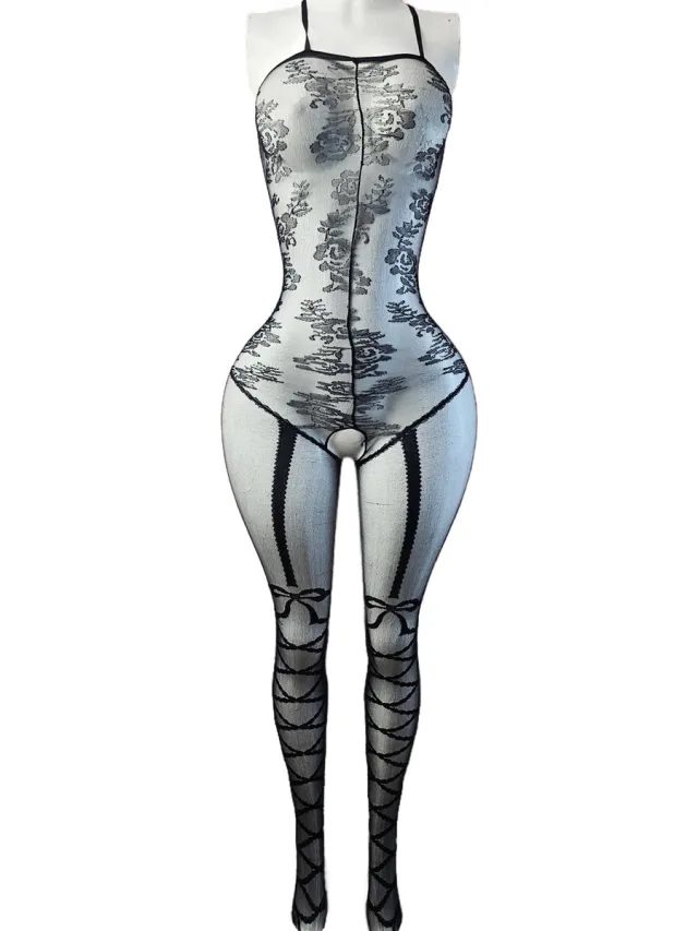 BamBella ® - Panty pak -Onesize - body suit - Dames - Onesize - Erotische jumpsuit van kant lingerie zwar zwart