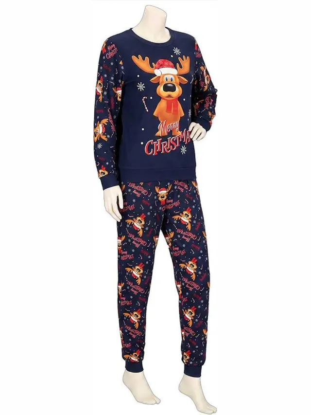 Apollo unisex pyjama - Kerst - 100% katoen - marine