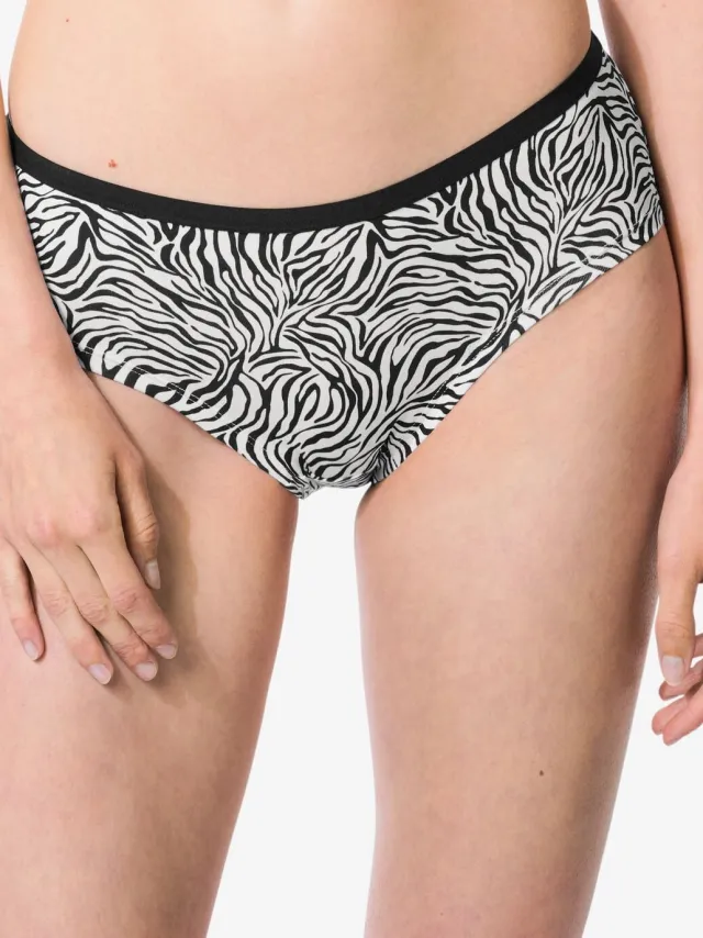 HEMA Dameshipsters katoen dier - 2 stuks zwart/wit (zwart/wit)