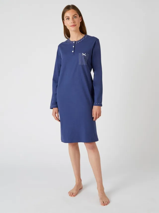 Damart Slipdress mesh jersey, lengte 95 cm - Dames - Blauw - 50-52 (XL)