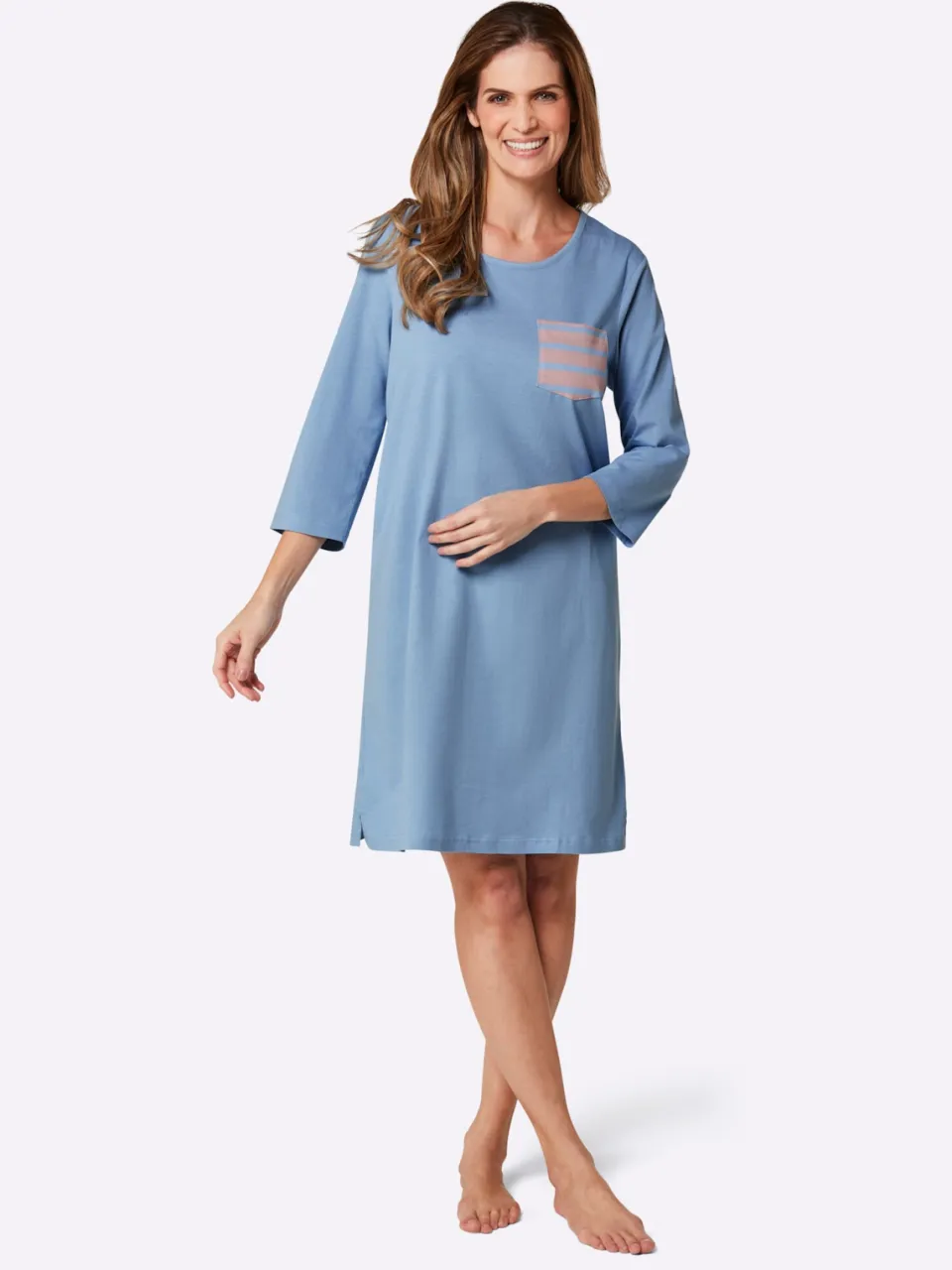nachthemd gestreept roze en blauw bleu + hortensia/bleu gestreept