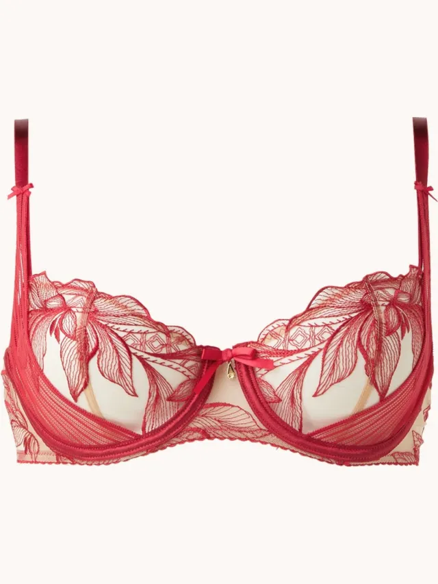 Aubade Fleur de Tattoo beugel bh met kantborduring - Rood