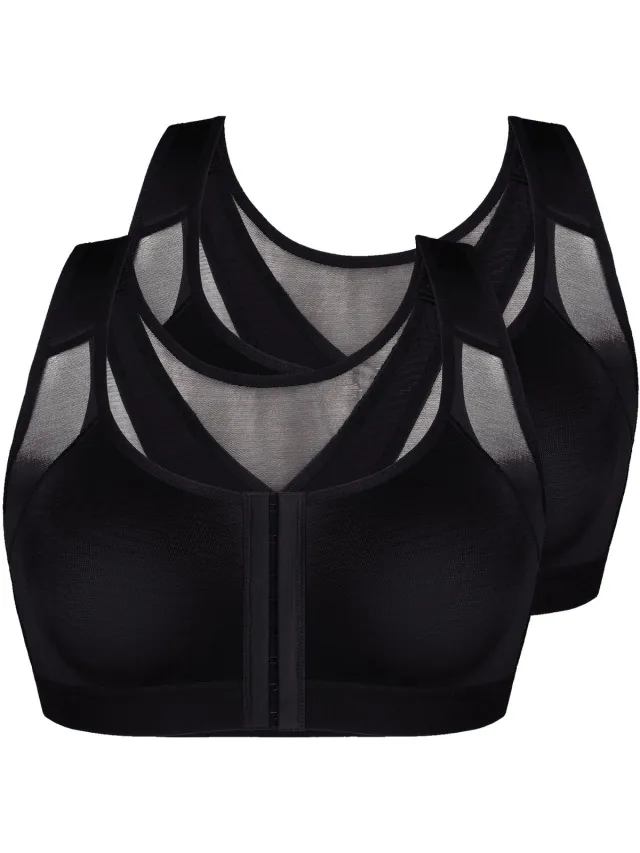 Sassa 2-pack soft-bh's met voorsluiting Basic zwart