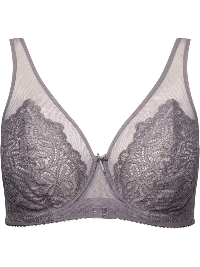 TruYou Dames - Beugel BH kant mesh bandjes - Grijs