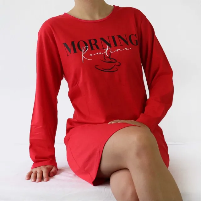 Temptation Dames Nachthemd - Satijnen Biesje - Bigshirt - Rood