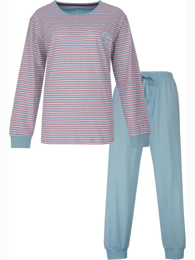 Irresistible Dames Pyjama - Gestreept - Lange Mouwen - Licht Blauw