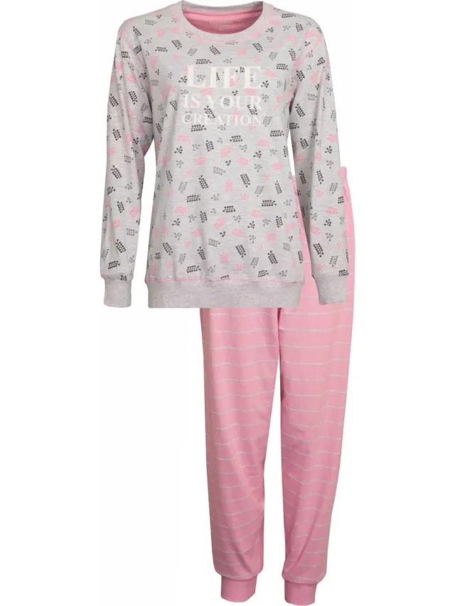 Irresistible Dames Pyjama - Ronde Hals - Licht Grijs