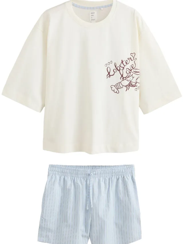 Next Dames - Petite pyjama met short - Petite - Crème Cream Lobster